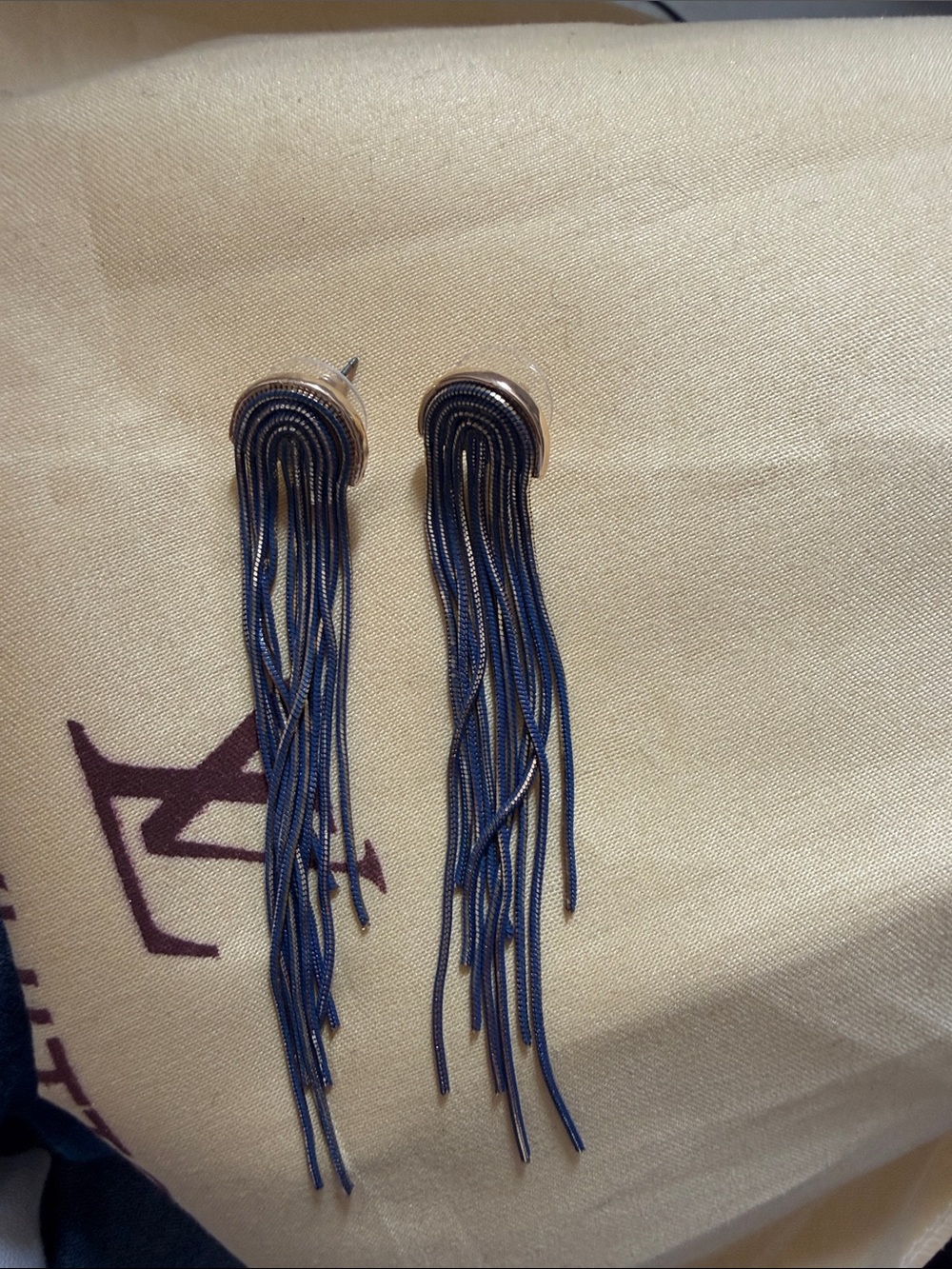 Blue Fringe Drop Earrings - Women's Fashion Jewelry